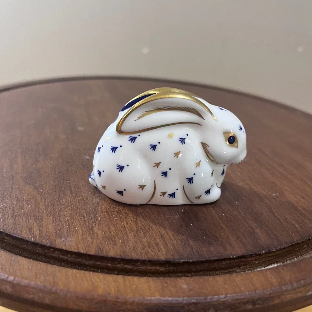 Vtg Royal Crown Derby Bunny Rabbit Paperweight Gold Stopper Bone China LV 1992